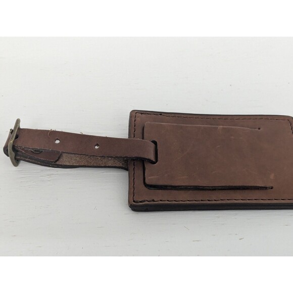 Allen Edmonds Brown Leather Luggage Tag Rare Luxury Mens - Picture 3 of 6